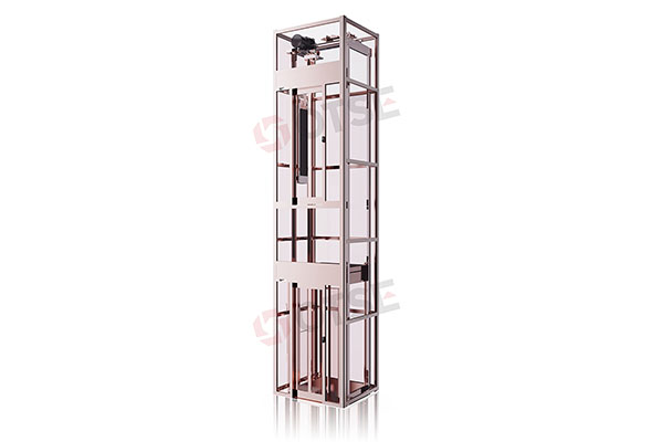 How does the sightseeing function of the panoramic gantry elevator enhance the living quality of the villa and provide residents with a unique visual enjoyment?